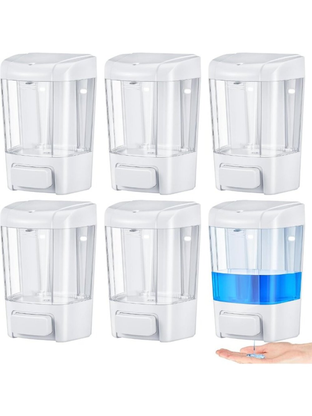 6 Pcs Wall Mounted Soap Dispenser Set, 27 Oz, Stylish White Bathroom Organizer